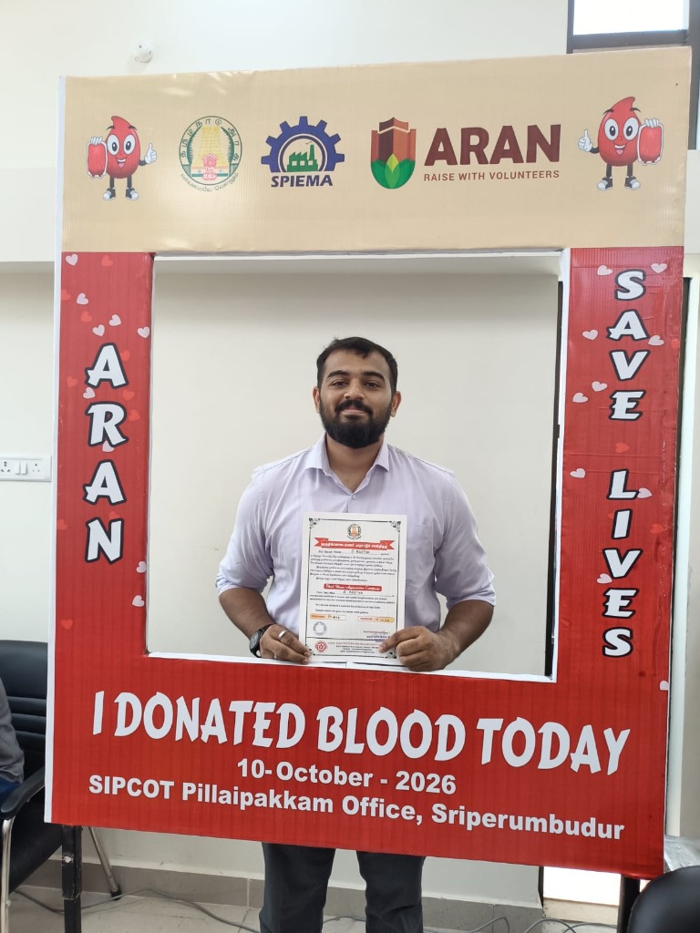 SPIEMA — Blood Donation Camp - Proud Donor with Certificate